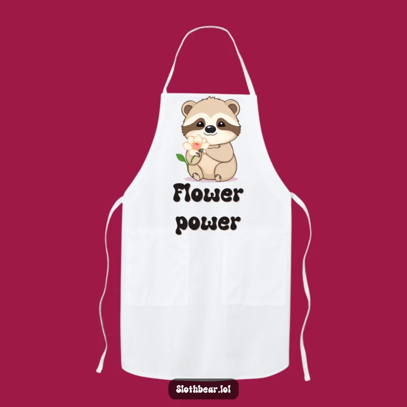 Artistic Funny Sloth Bear Flower Apron: Kitchen Elegance, Great Funny Gift!