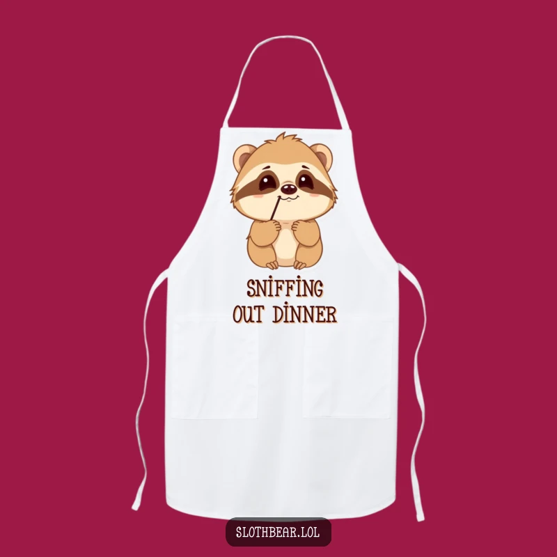 Funny Sloth Bear Apron: Curious Sniffing Chef, Kitchen Gift