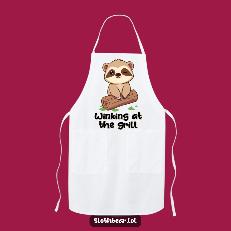 Funny Sloth Bear Apron: Winking Chef, Kitchen Gift