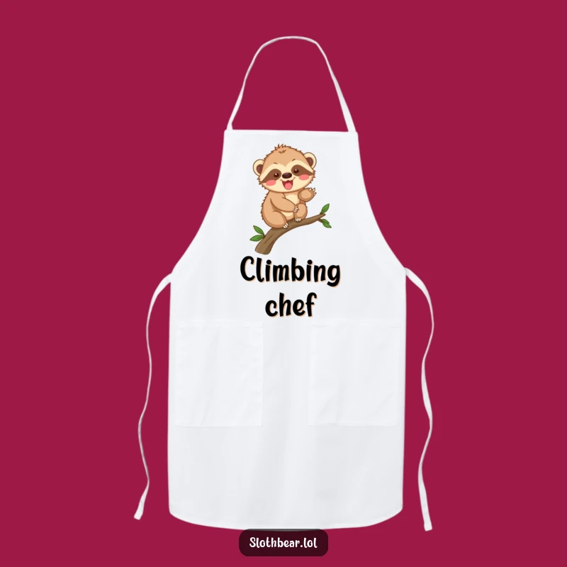 Funny Sloth Bear Cub Climbing Apron - Kitchen Adventure Wear for Young Explorers