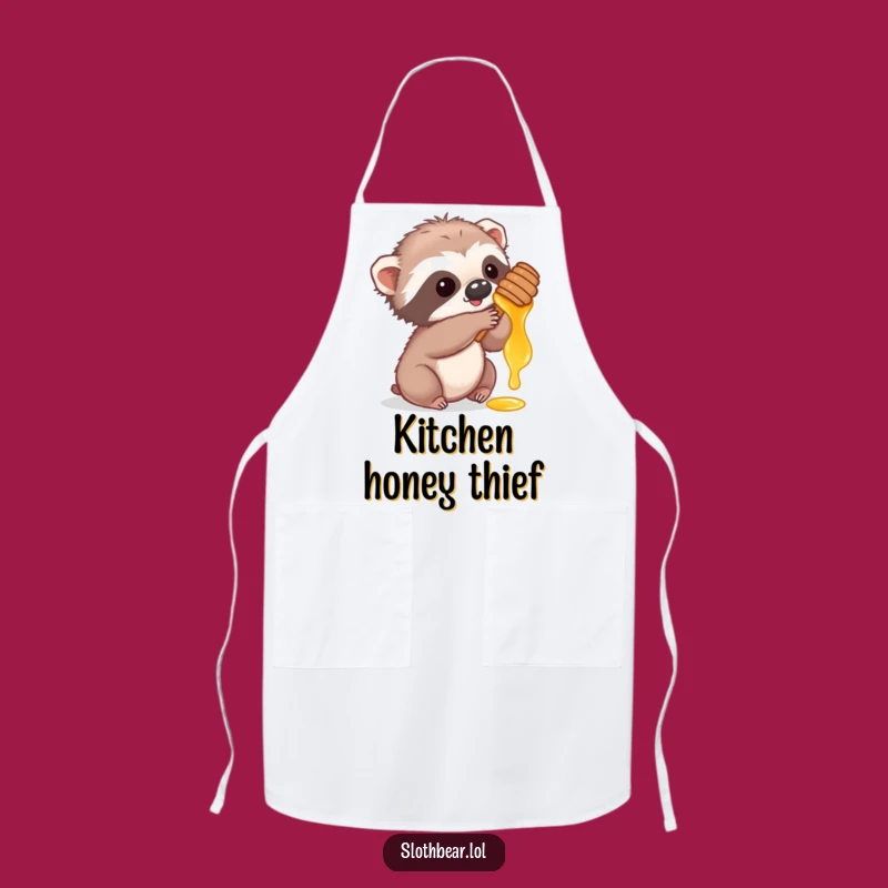 Funny Sloth Bear Cub Honey Apron: Cook with Sweet Charm