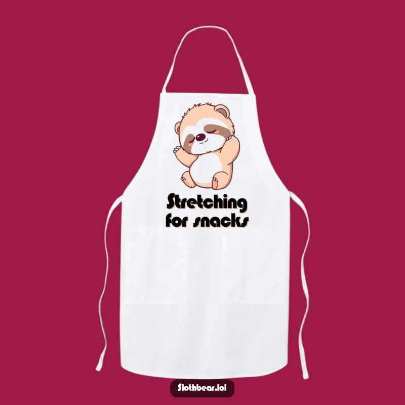 Funny Stretching Sloth Bear Apron: Cook with Laid-Back Charm