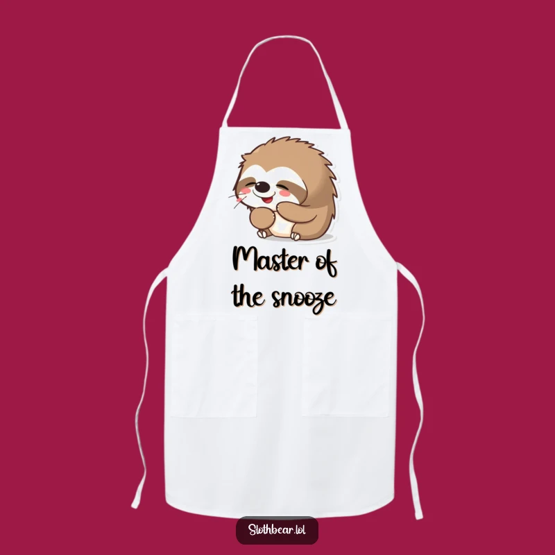 Funny Kawaii Sloth Bear Yawning Apron: Cute Sleepy Bear Kitchen Wear, Ideal Funny Gift