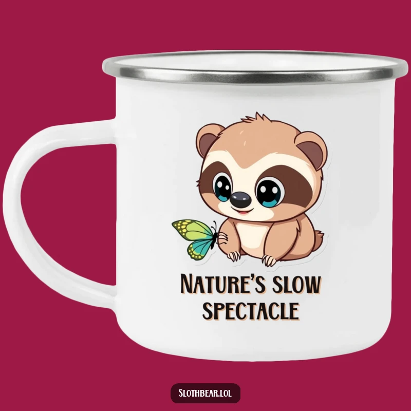 Adventure Sloth Bear Camping Mug: Funny Butterfly Watch, Outdoor Gift