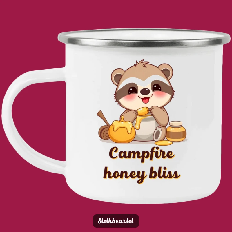 Funny Happy Honey Sloth Bear Camping Mug for Sweet Brews