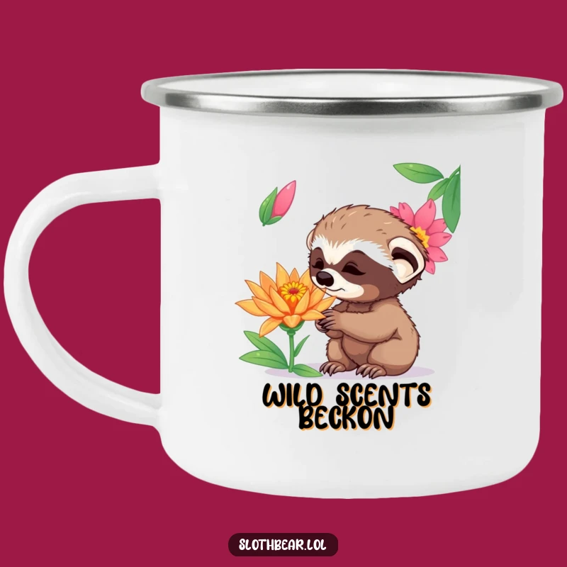 Funny Curious Sloth Bear Cub Camping Mug - Outdoor Flower Cup Gift