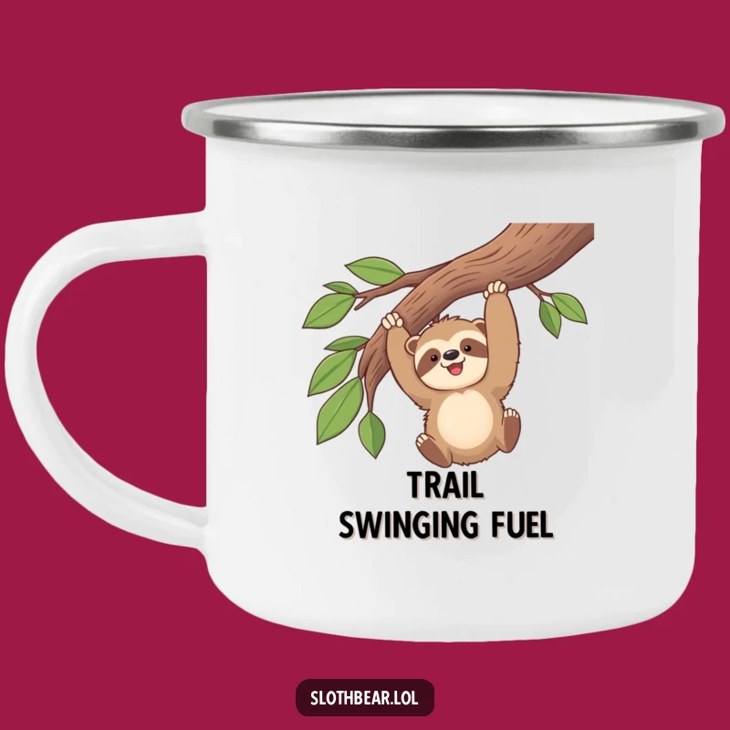 Funny Kawaii Sloth Bear Swinging Camping Mug - Adventure-Ready Hilarious Gift
