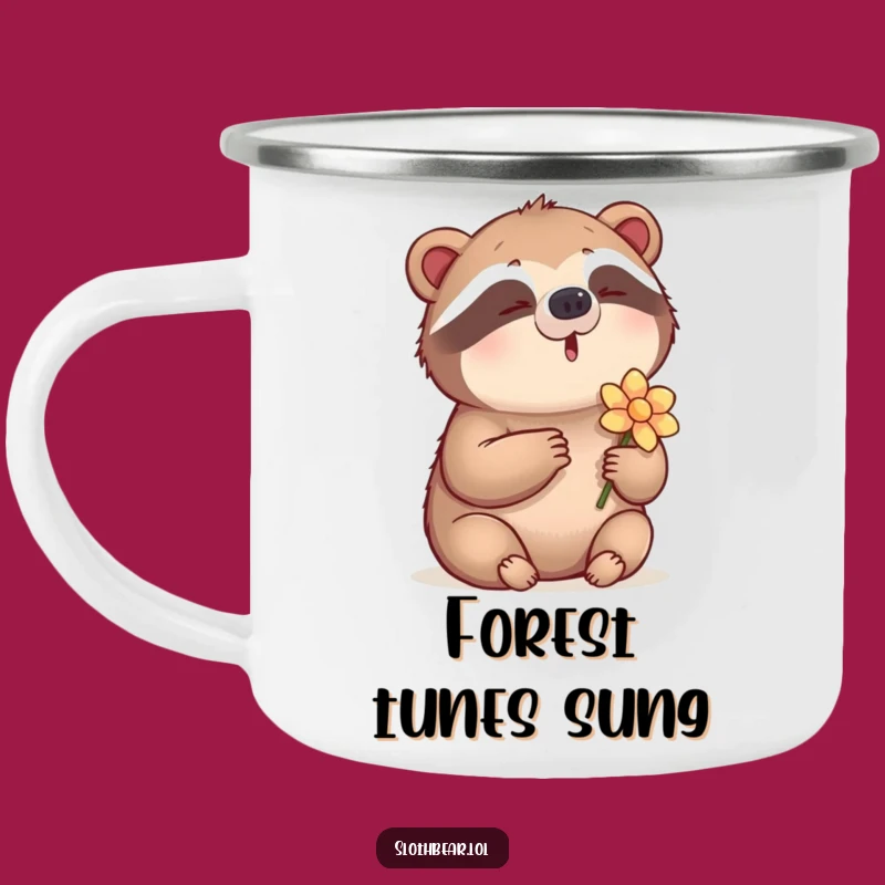Funny Sloth Bear Camping Mug: Enjoy Tunes and Nature Outdoors