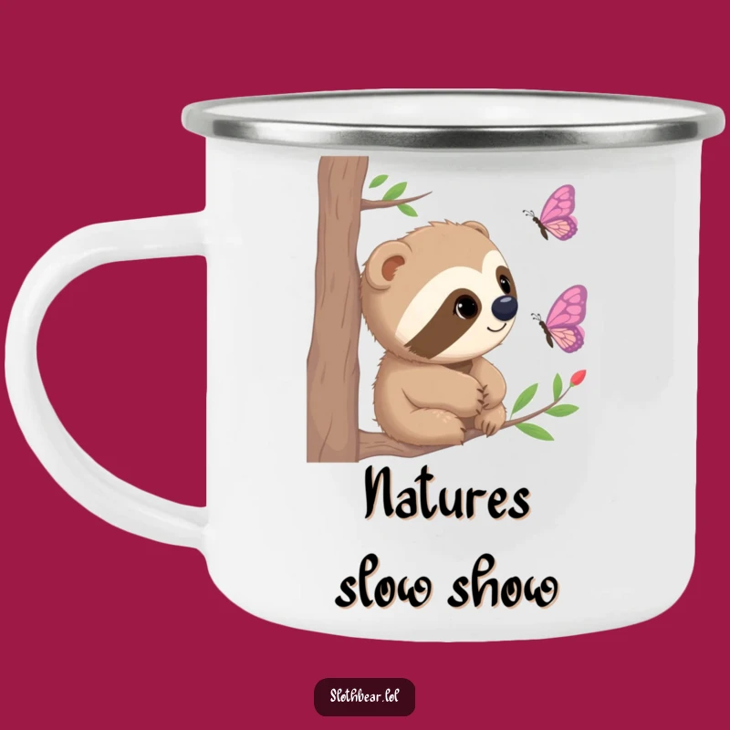 Funny Sloth Bear Camping Mug: Sip Nature's Wonders with Curious Charm