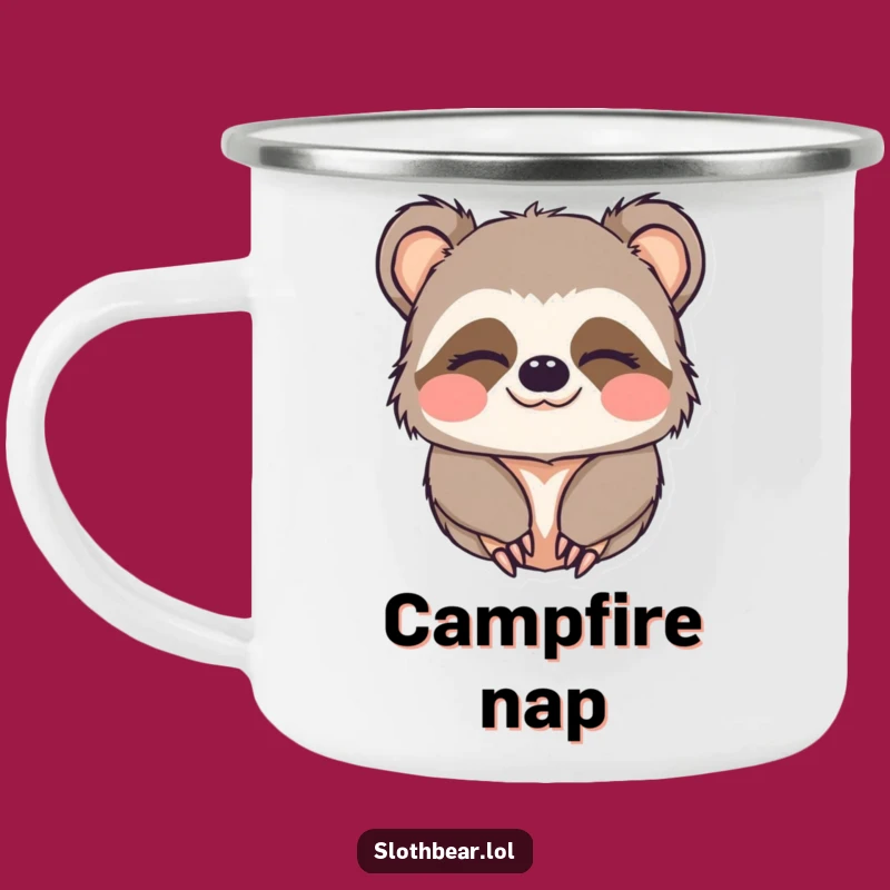 Funny Sloth Bear Camping Mug: Sleepy Adventure, Perfect Outdoor Funny Gift!