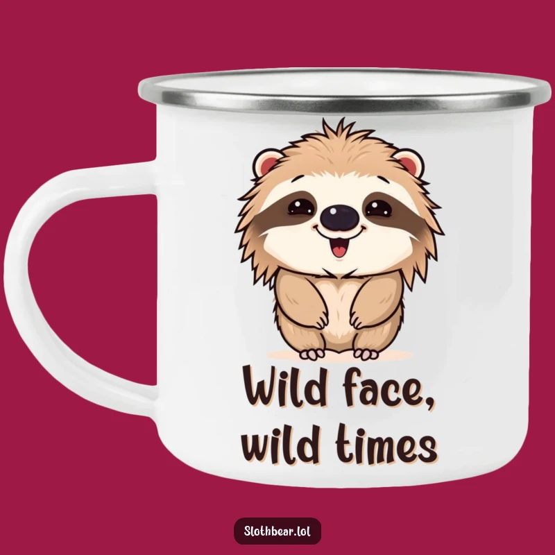 Funny Sloth Bear Face Camping Mug - Outdoor Expressions and Humorous Sips
