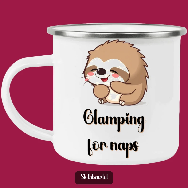 Funny Kawaii Sloth Bear Yawning Camping Mug: Sleepy Bear Enamel Mug, Great Funny Gift