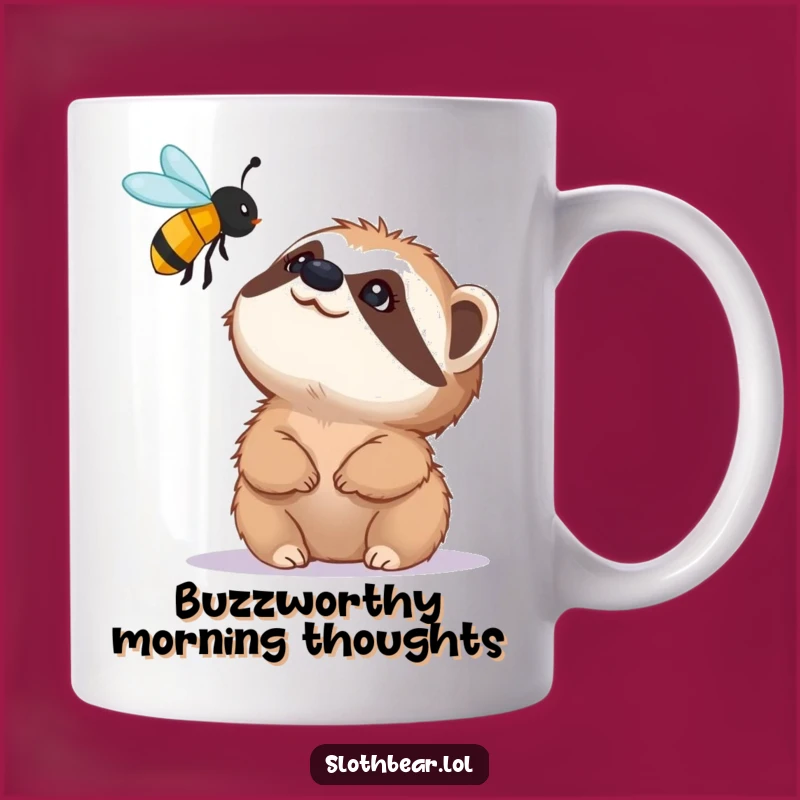 Funny Sloth Bear & Bee Mug: Fascinated Wildlife, Perfect Quirky Gift