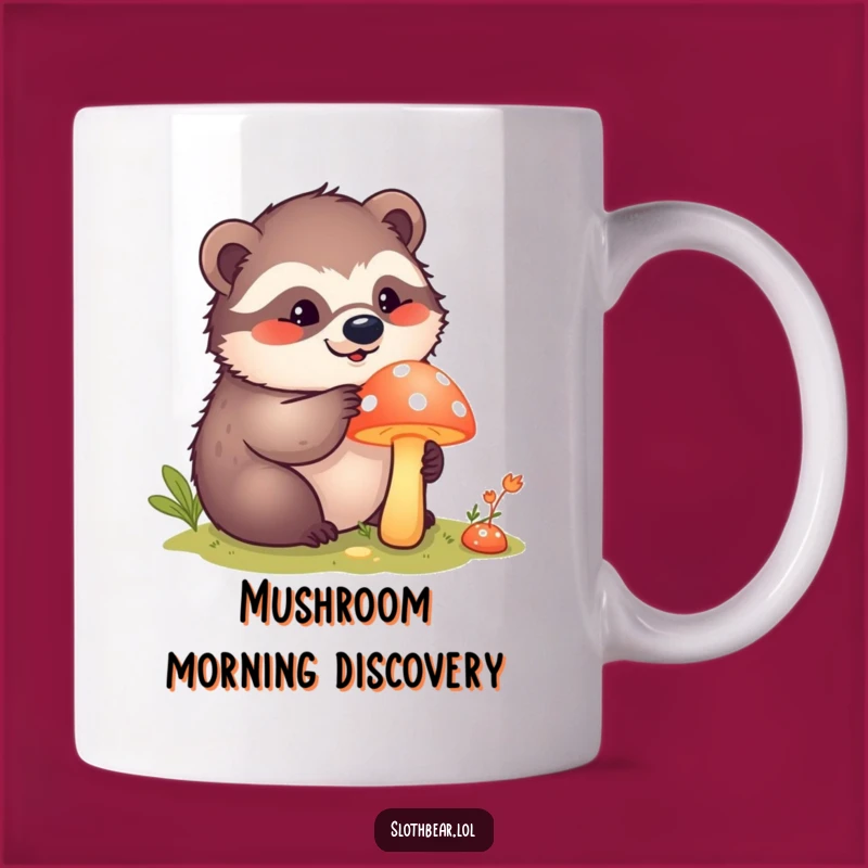 Funny Kawaii Sloth Bear Mushroom Mug - Curious & Hilarious Gift Idea