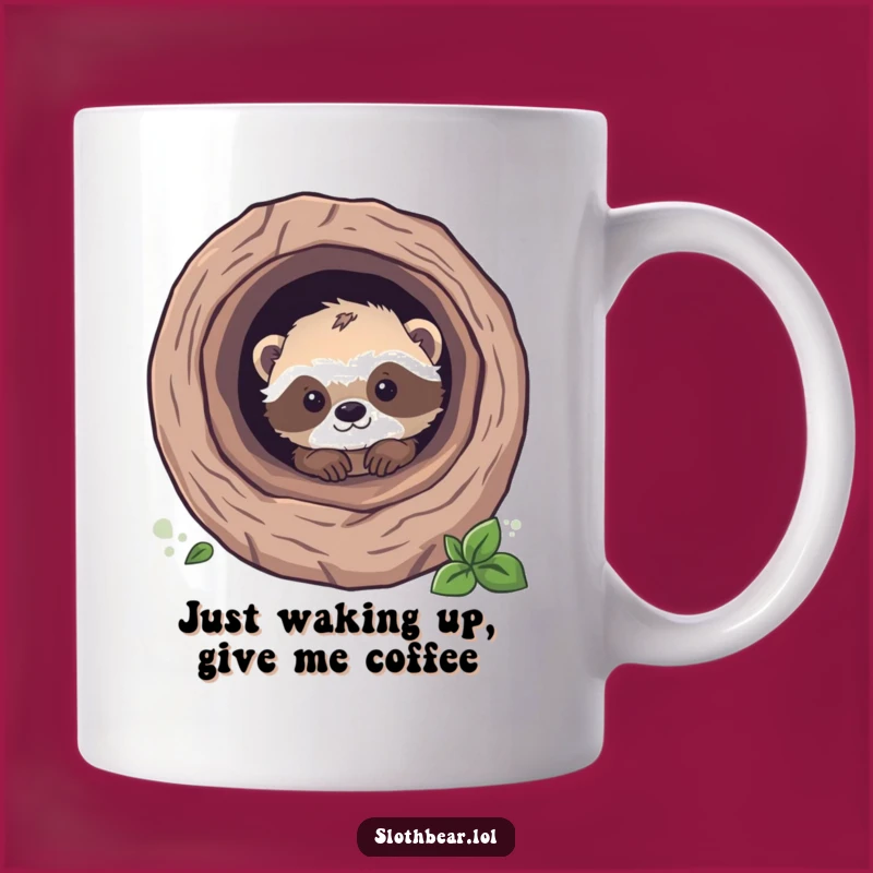 Funny Sloth Bear Cub Peeking Mug: Adorable Wildlife Humor, Perfect Cute Animal Gift