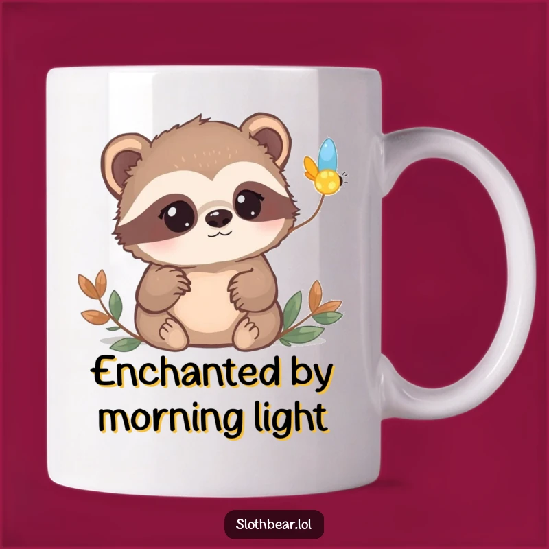 Funny Sloth Bear Firefly Mug: Curious Observer, Perfect Funny Gift for Wonder