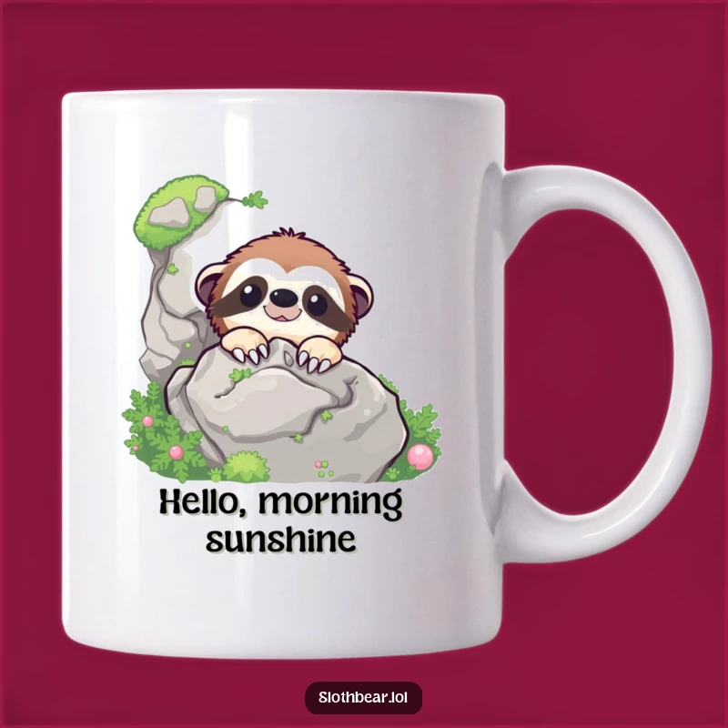 Funny Sloth Bear Peek Mug - Hilarious Mossy Rock Surprise Gift