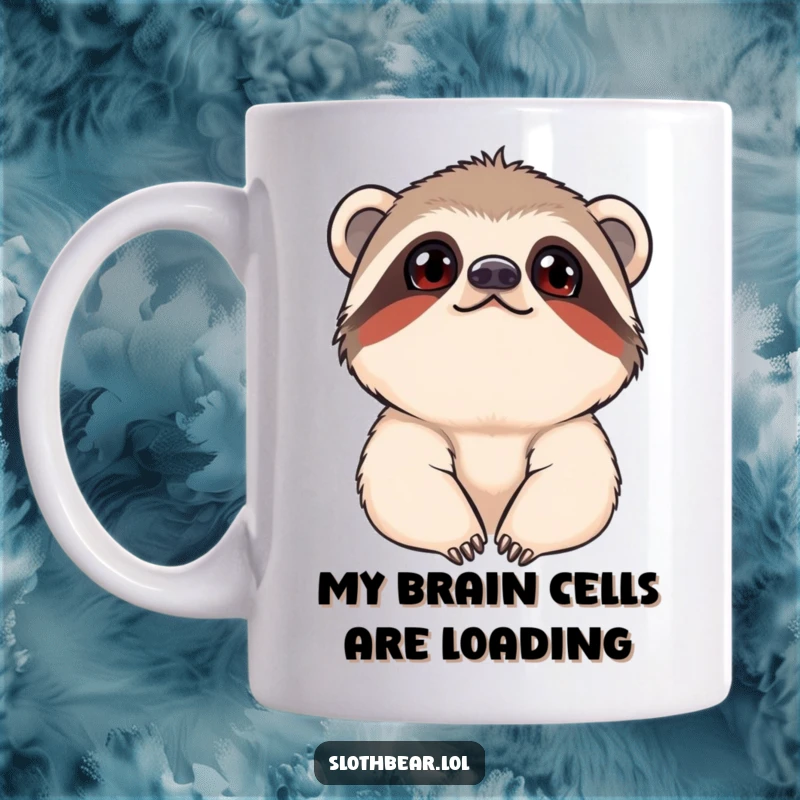 Funny Mug featuring a young sloth bear with a curious upward gaze, perfect for thoughtful and inquisitive moments.