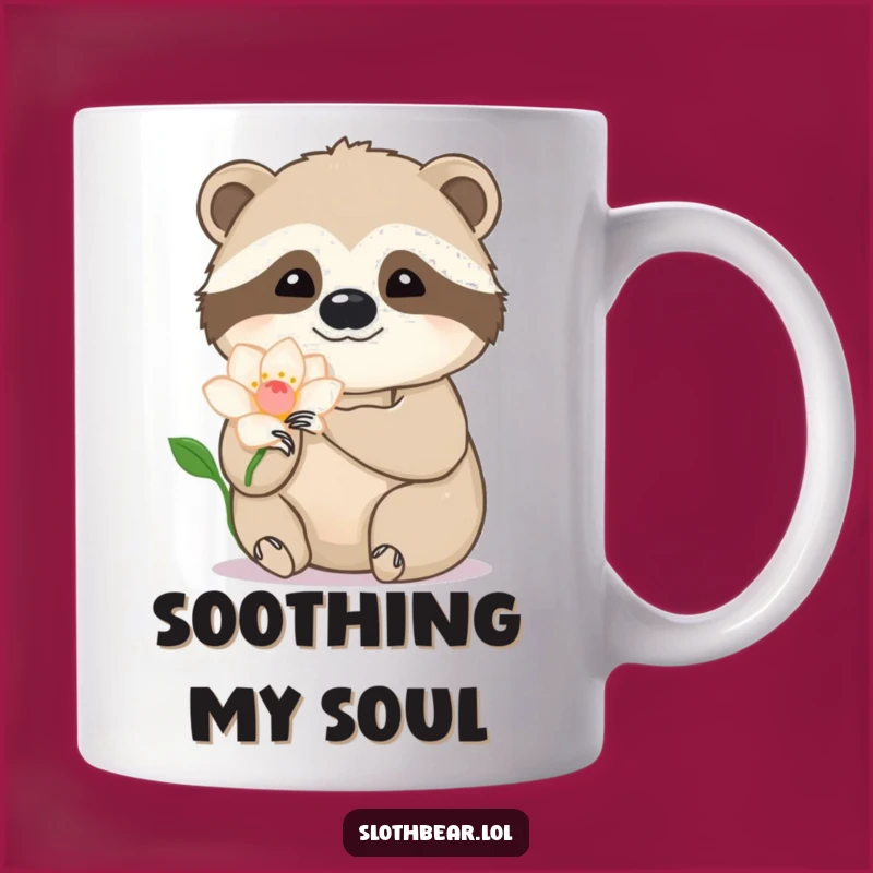Gentle Funny Sloth Bear Flower Mug: Sweet Animal Art, Perfect Funny Gift for Nature Lovers!