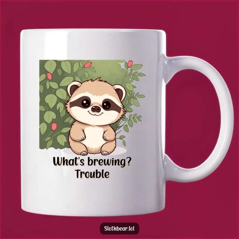 Funny Mischievous Sloth Bear Mug - Peek-a-Boo Humor and a Hint of Trouble