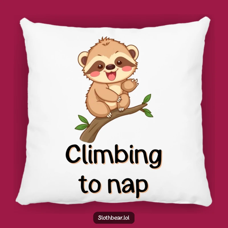 Funny Sloth Bear Cub Climbing Pillow - Comfy & Playful Accent Cushion