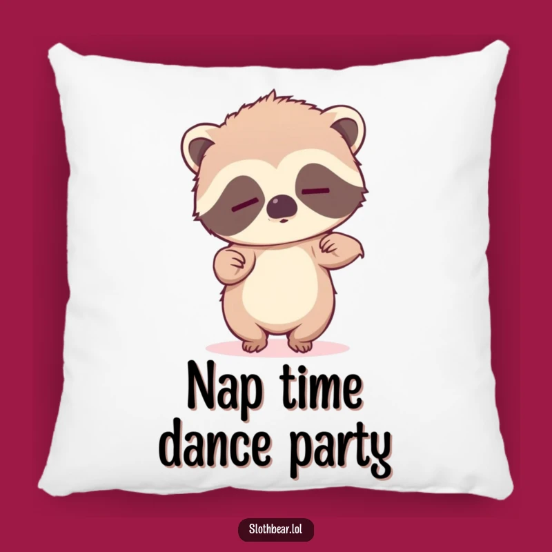 Cozy Sleepy Sloth Bear Pillow: Plush Comfort with a Funny, Relaxed Dance Design