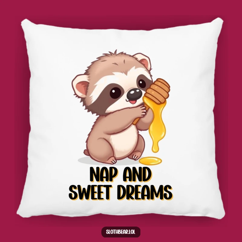 Cute Funny Sloth Bear Cub Honey Pillow: Add Adorable Comfort