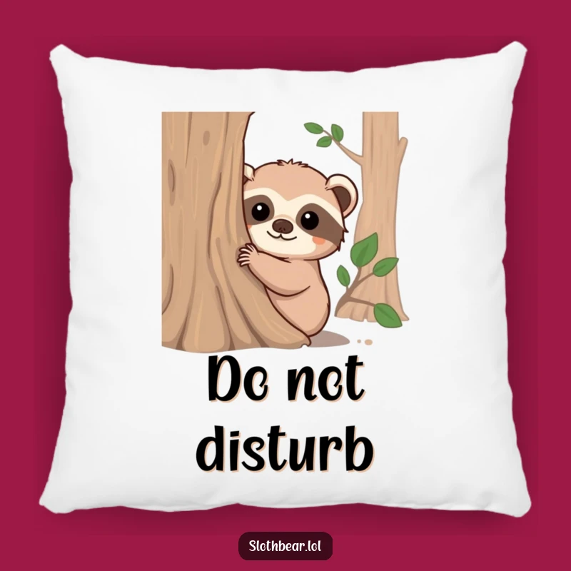 Funny Sloth Bear Peeking Tree Trunk Pillow - Soft & Adorable Comfort