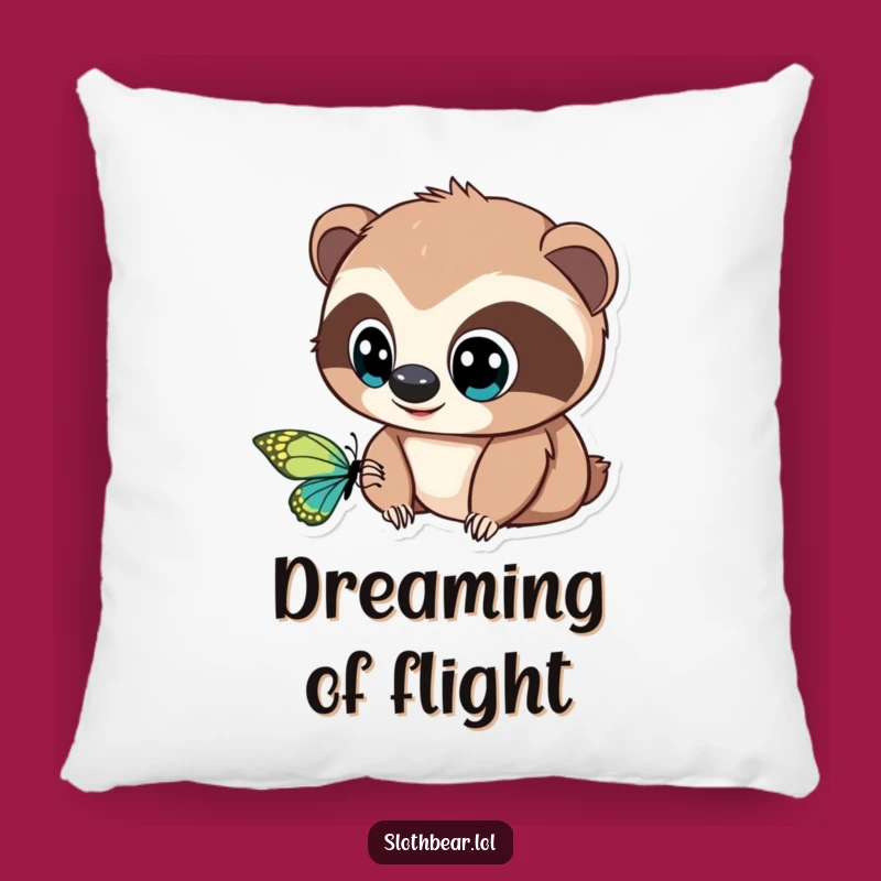 Comforting Sloth Bear Pillow: Funny Butterfly Gaze, Soft & Sweet Gift