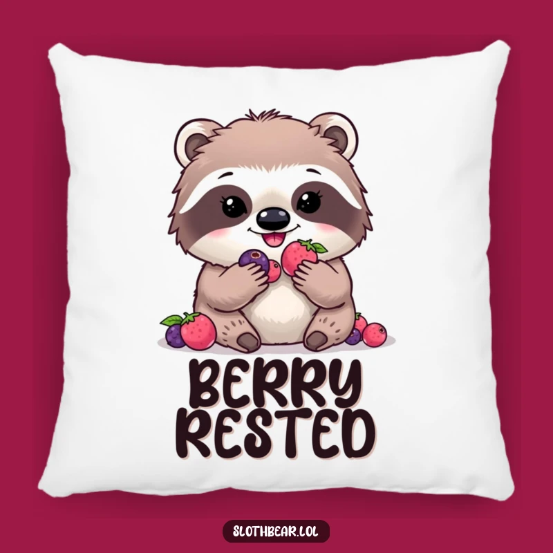 Funny Kawaii Sloth Bear Pillow: Cute Digital Berry Cuddle Comfort