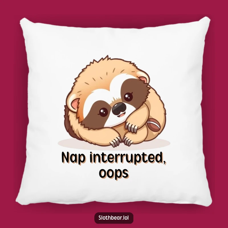 Funny Playful Sloth Bear Cub Pillow: Cuddle Up with This Hilarious Accent