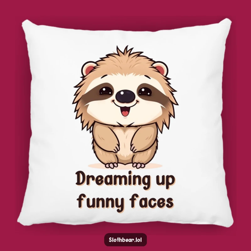 Funny Sloth Bear Face Pillow - Cozy Comfort with Hilarious Expressions