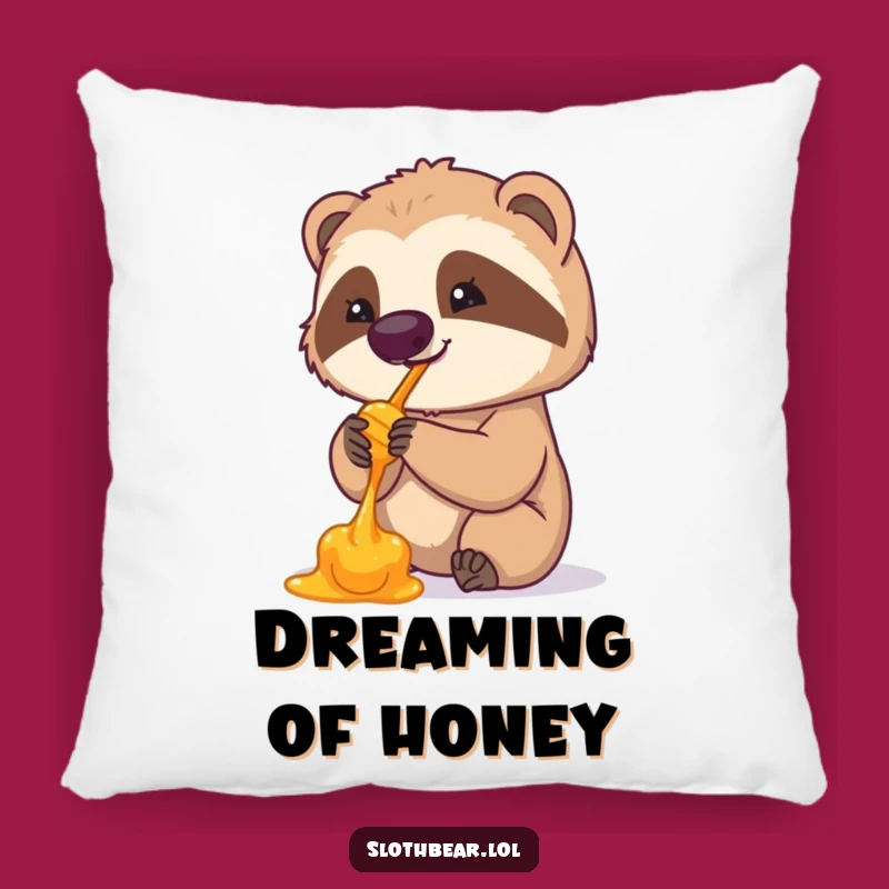 Funny Sloth Bear Honey Accent Pillow - Cozy Comfort & Cute Decor