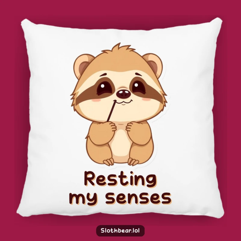 Funny Sloth Bear Pillow: Curious Sniffing Comfort, Cozy Gift for Relaxation