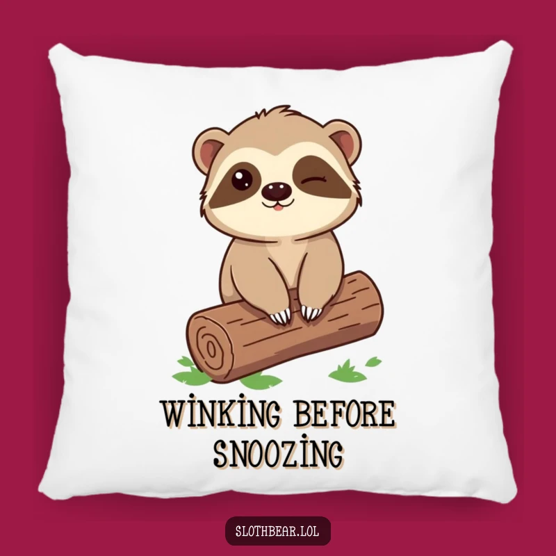 Funny Sloth Bear Pillow: Winking Comfort, Cozy Gift for Playful Souls