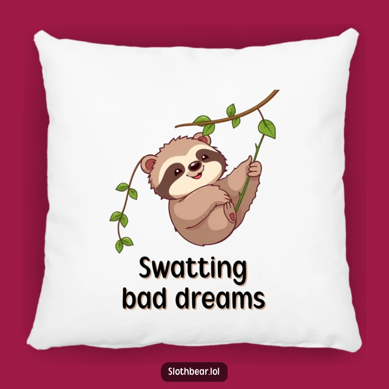 Funny Sloth Bear Vine Swat Pillow: Cozy Comfort With Playful Art