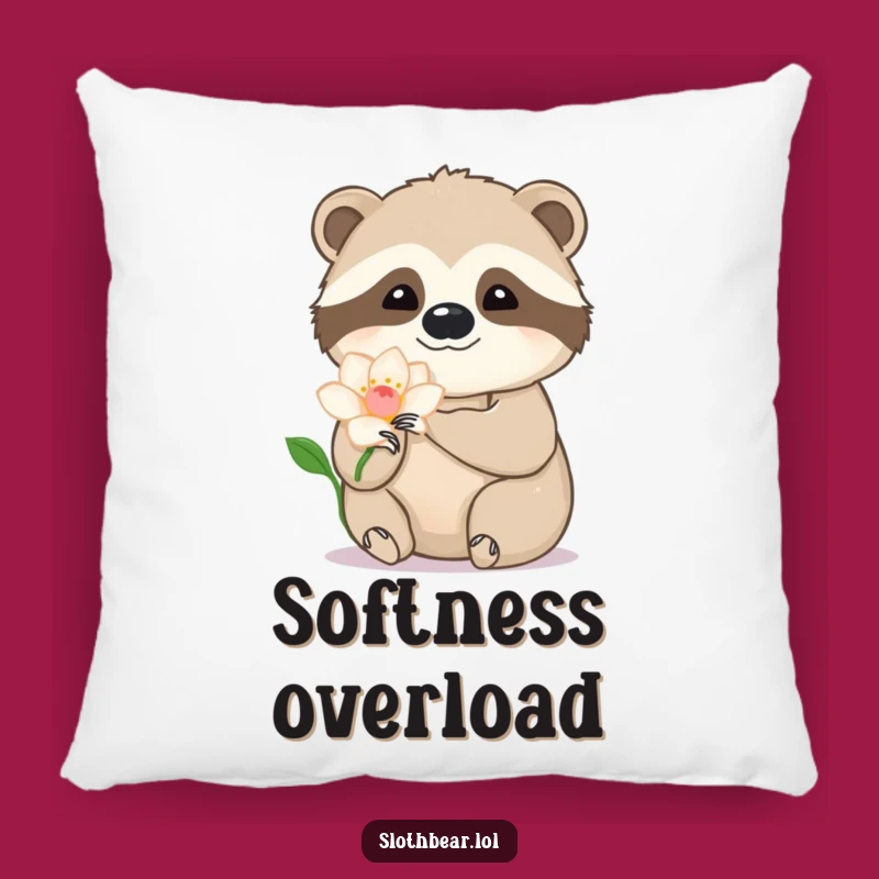 Cozy Funny Sloth Bear Flower Pillow: Soft & Sweet Decor, Best Funny Gift!