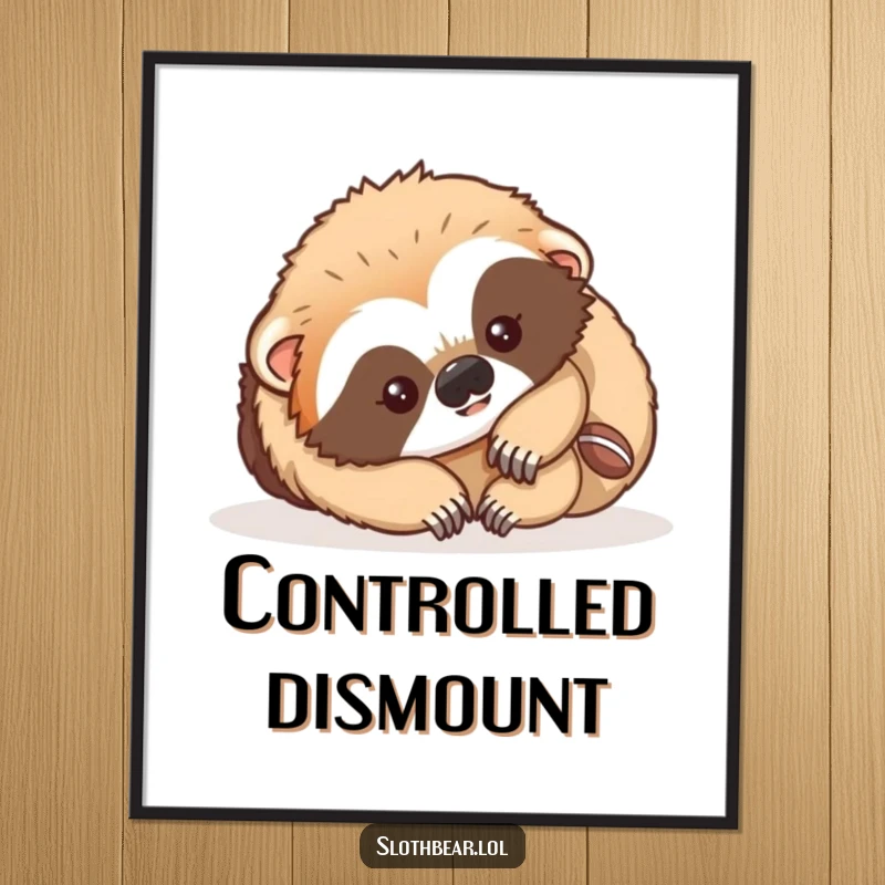 Funny Digital Art Print of a sloth bear cub playfully tumbling, perfect for adding instant joy and humor to decor.