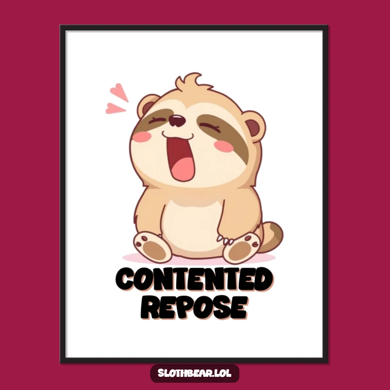 Funny Relaxed Sloth Bear Digital Art: Instant Calm Decor Gift