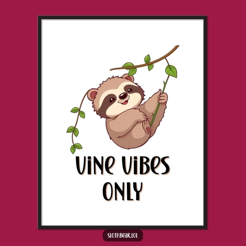 Funny Sloth Bear Vine Swat Digital Art: Playful Bear Print For Instant Joy