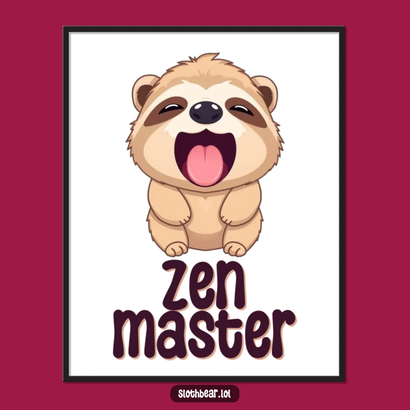 Funny Sloth Bear Yawn Digital Art: Instant Humorous Decor, Perfect Funny Gift Download!