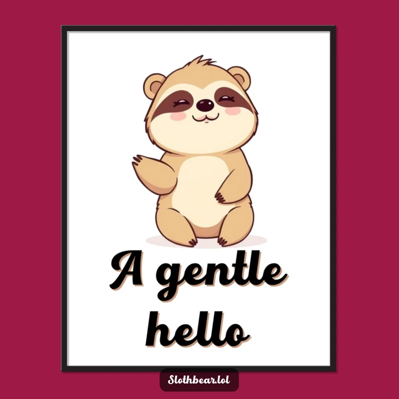 Instant Download Sloth Bear Art: Funny Wave Greeting, Warm Digital Print Gift