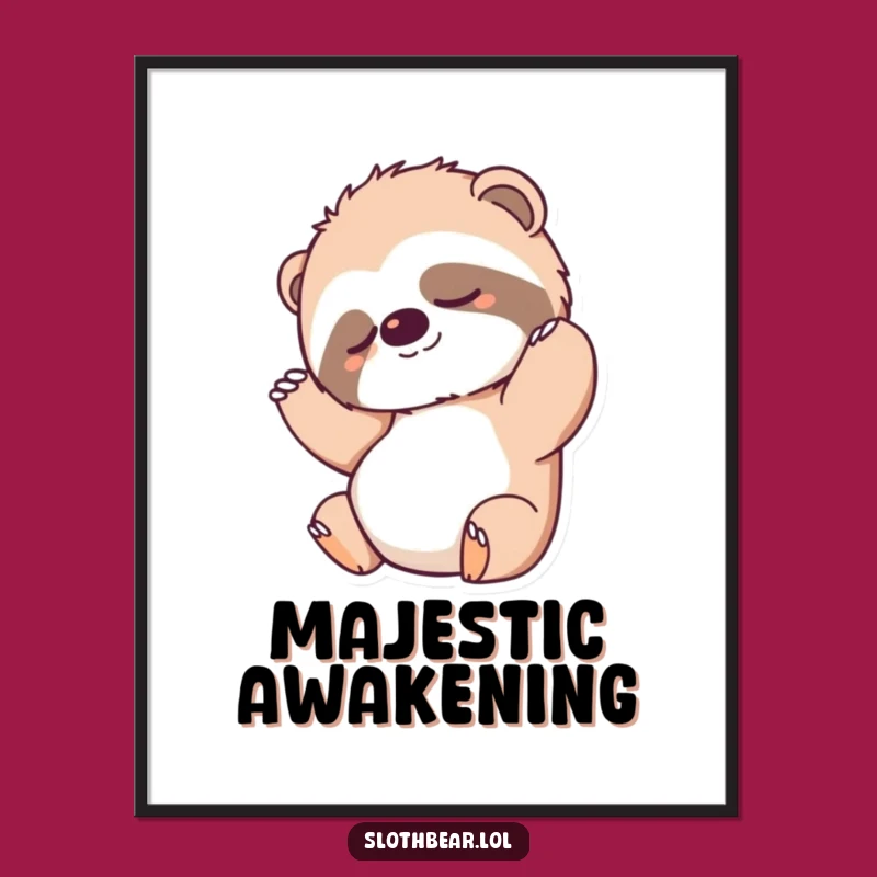 Funny Stretching Sloth Bear Digital Art: Downloadable Relaxation for Your Walls