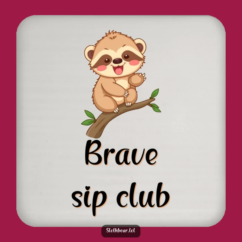 Funny Sloth Bear Cub Climbing Coasters - Protect Surfaces with Playful Charm