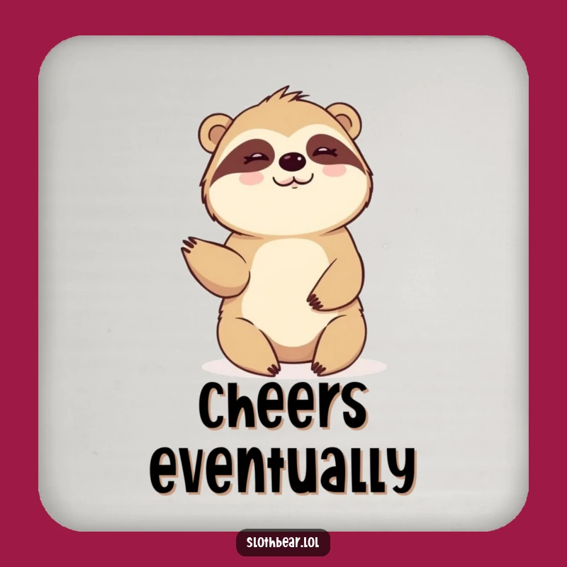 Welcoming Sloth Bear Coaster: Funny Wave Design, Protect Surfaces Gift