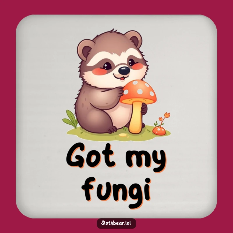 Funny Kawaii Sloth Bear Mushroom Coaster - Protect Surfaces with Intrigue