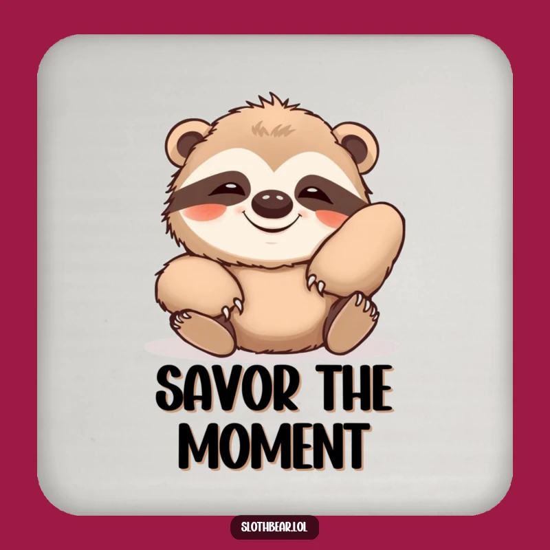 Funny Lazy Sloth Bear Grin Coaster - Relaxed Surface Protection