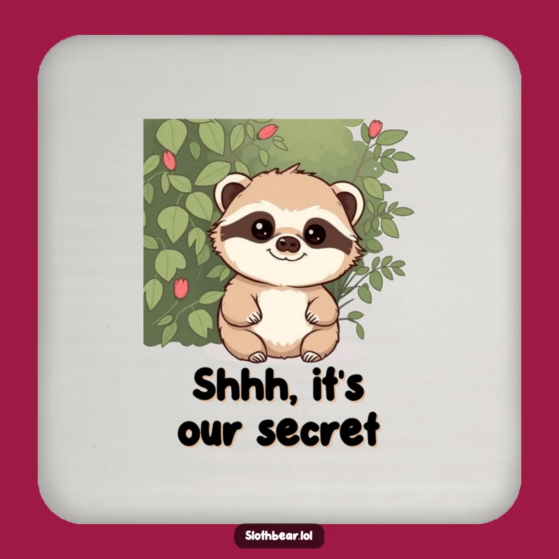 Funny Mischievous Sloth Bear Drink Coaster - Protect Surfaces with Playful Intrigue
