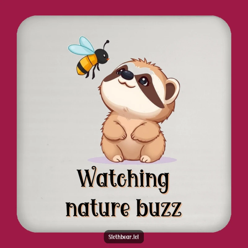 Funny Sloth Bear & Bee Coasters: Protect Surfaces with Humor, Perfect Set