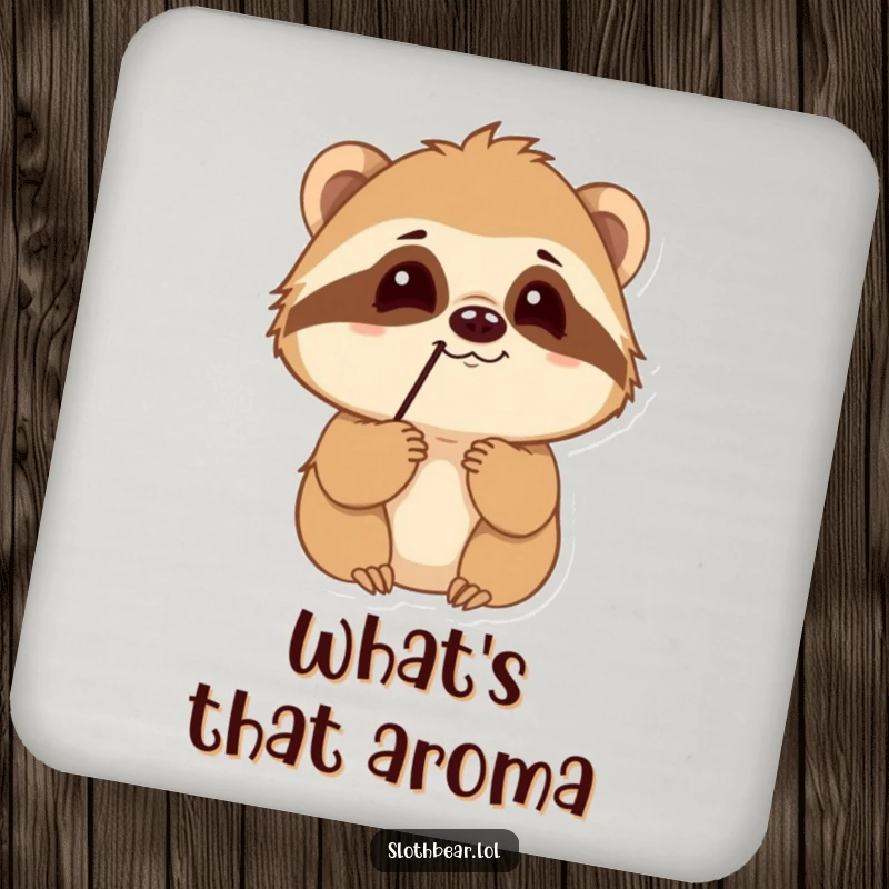 Funny Sloth Bear Coaster showing a curious character sniffing the air, perfect for adding a touch of jungle mystery to any table.